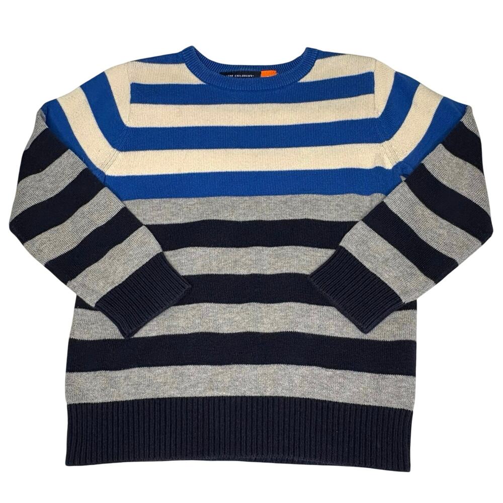 The Children's Place Cotton Striped Sweater 3T Blue Gray Cream Nautical Unisex